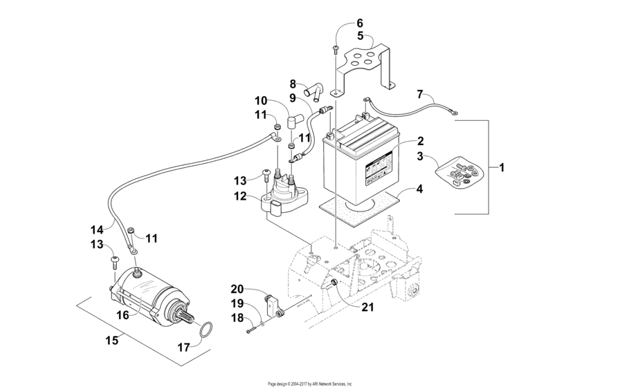 Battery And Starter Motor Assembly