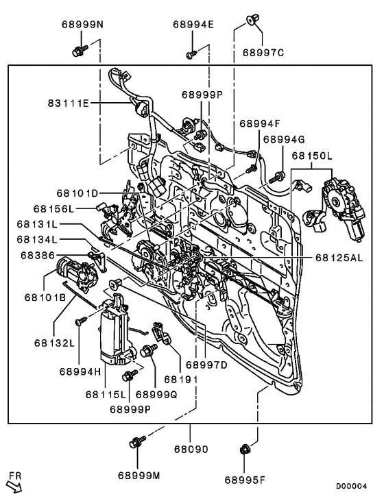 Rear slide door hardware