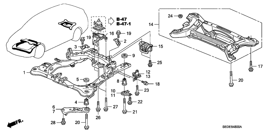 Front beam/rear beam