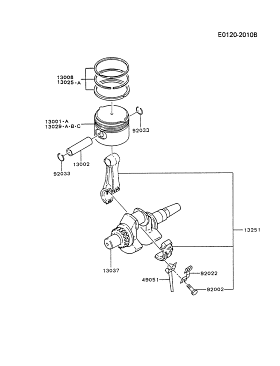 Piston/crankshaft