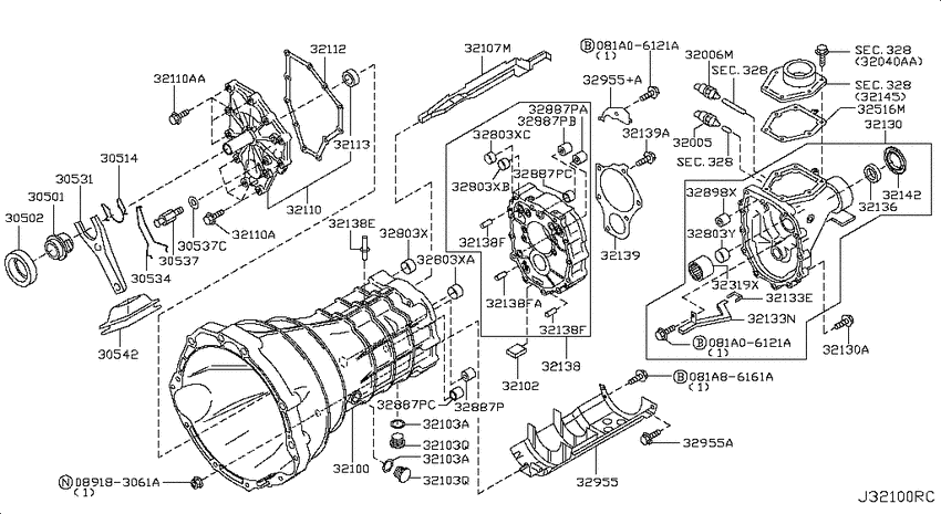 Transmission case & clutch release