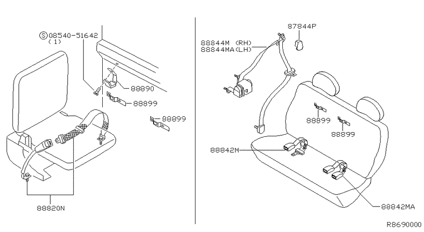 Rear seat belt