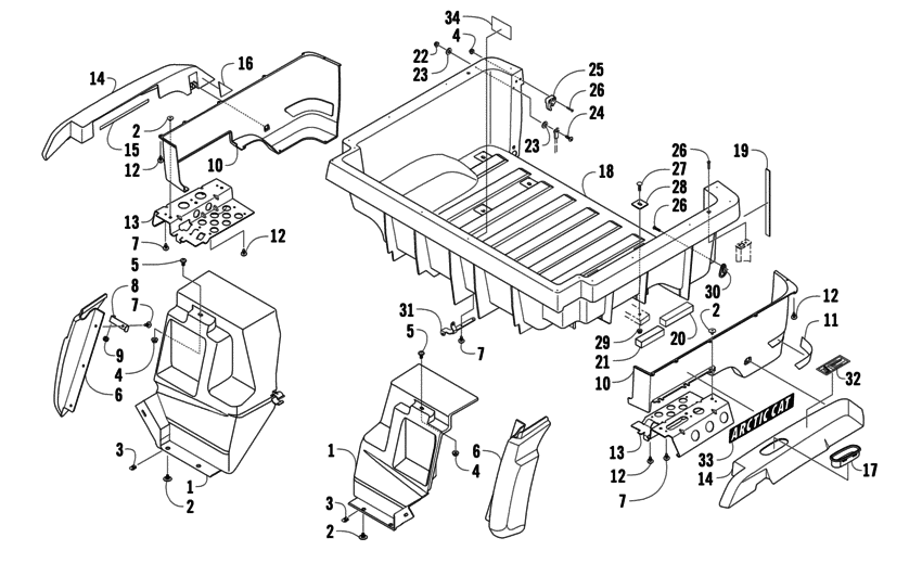Rear body panel and cargo box assembly