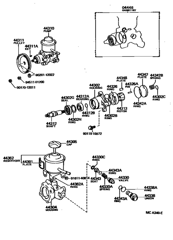 Vane Pump & Reservoir (Power Steering) for 1985 - 1986 Toyota HILUX ...