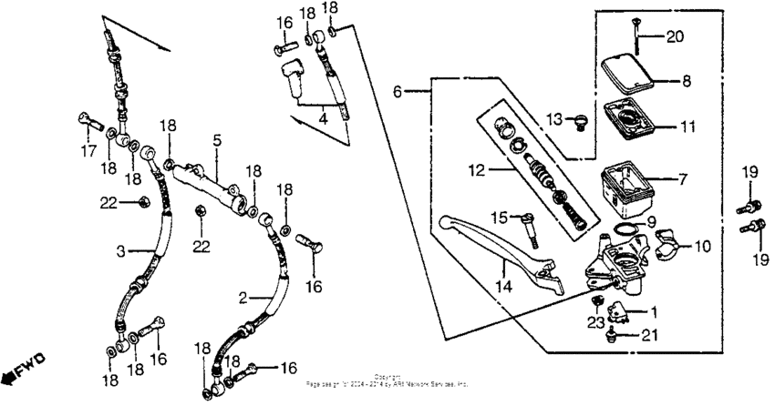 Front brake master cylinder