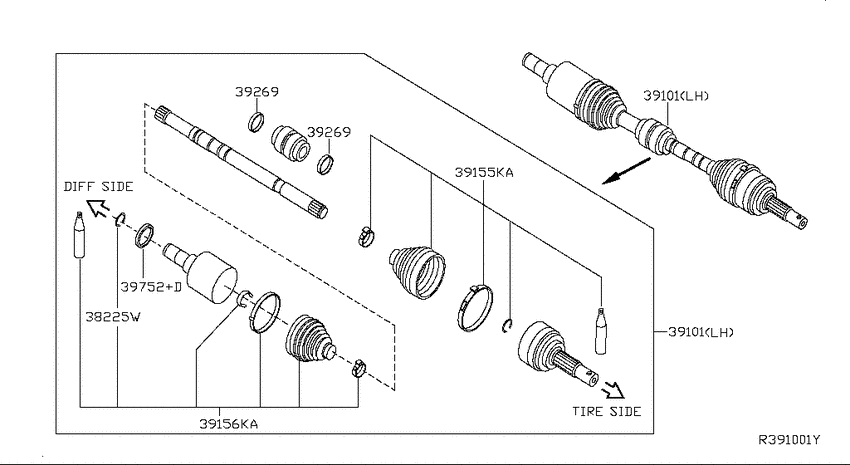Front drive shaft (ff)