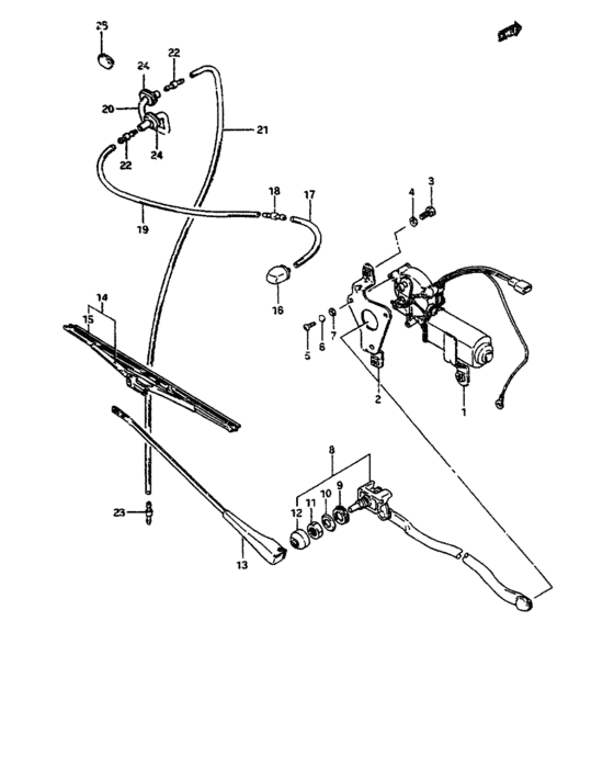 Rear window wiper and washer