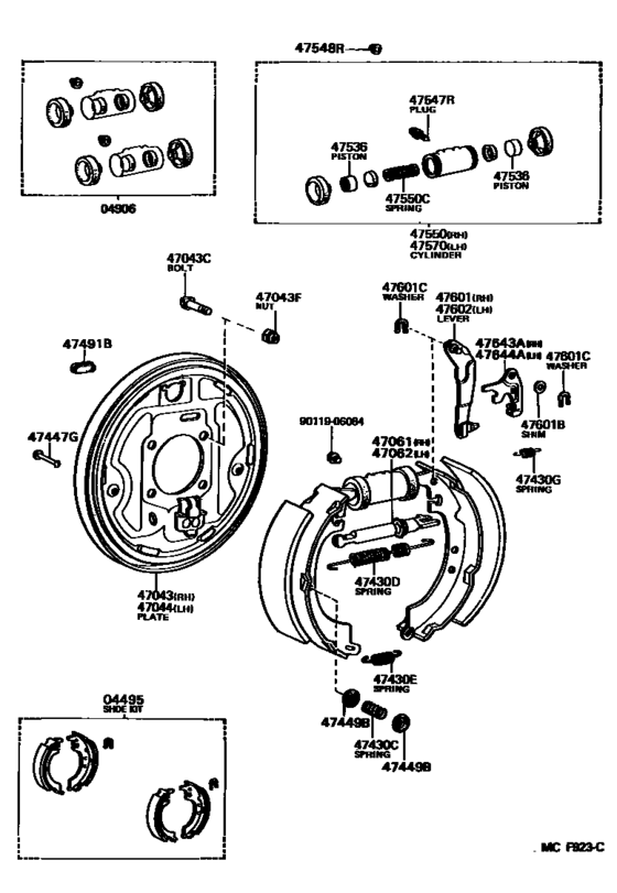 Rear Drum Brake Wheel Cylinder & Backing Plate
