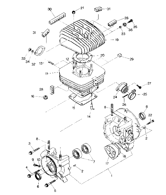 Crankcase and cylinder assembly
