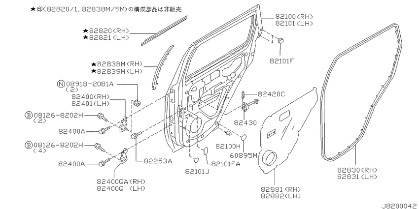 Rear door panel & fitting