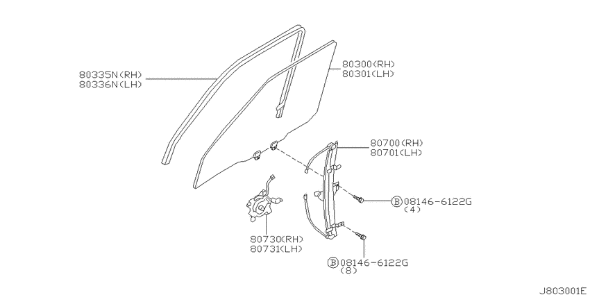 Front door window & regulator