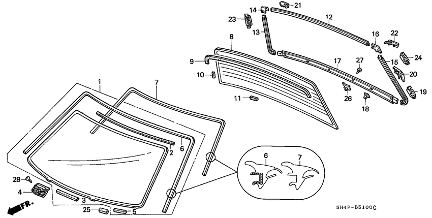 Front windshield/rear windshield