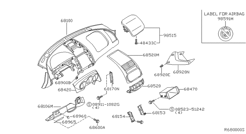 Instrument panel, pad & cluster lid