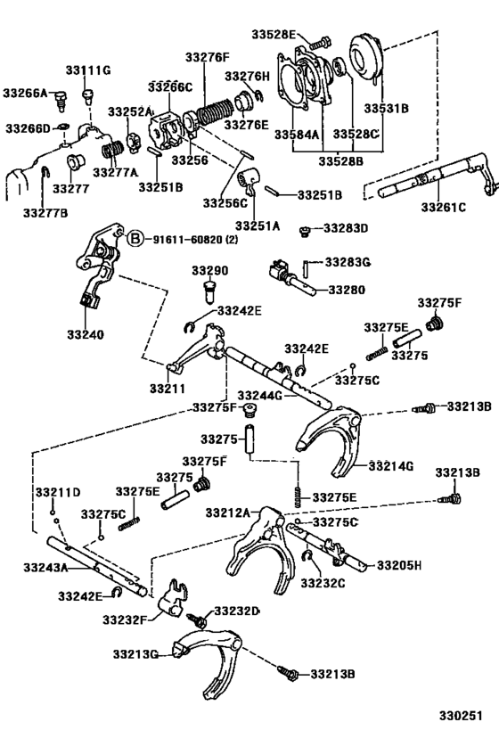 Gear Shift Fork & Lever Shaft (Mtm)