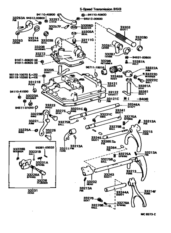 Gear Shift Fork & Lever Shaft (Mtm)