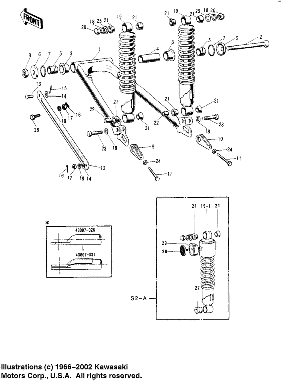 Swing arm/shock absorbers