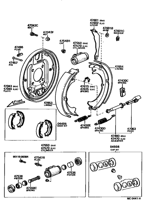 Rear Drum Brake Wheel Cylinder & Backing Plate
