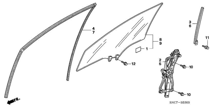 Front door glass/ door regulator