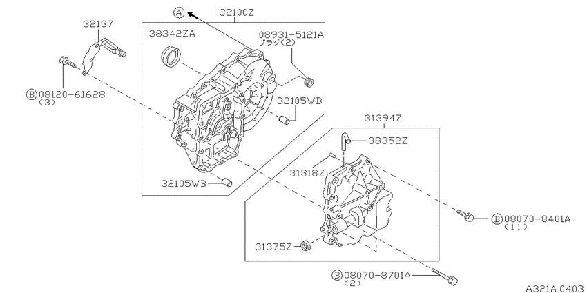 Transmission case & clutch release