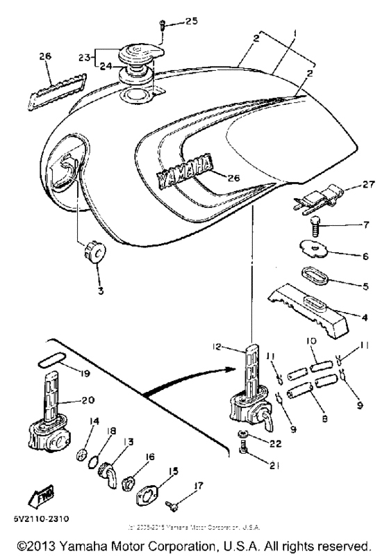 Fuel tank for 1982 Yamaha XJ650 USA sales region, , 14555381810234