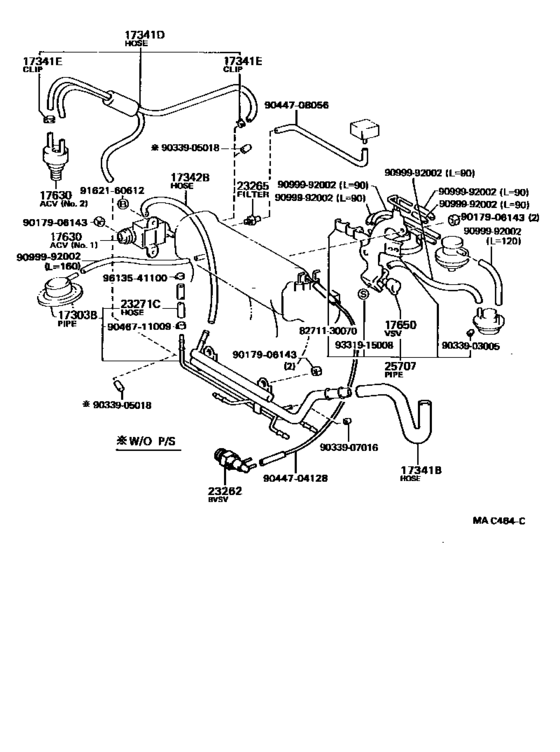 Vacuum Piping for 1989 - 1992 Toyota COROLLA AE92 | Europe sales region