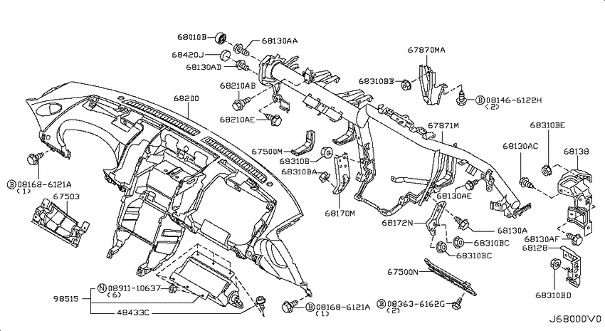 Instrument panel, pad & cluster lid