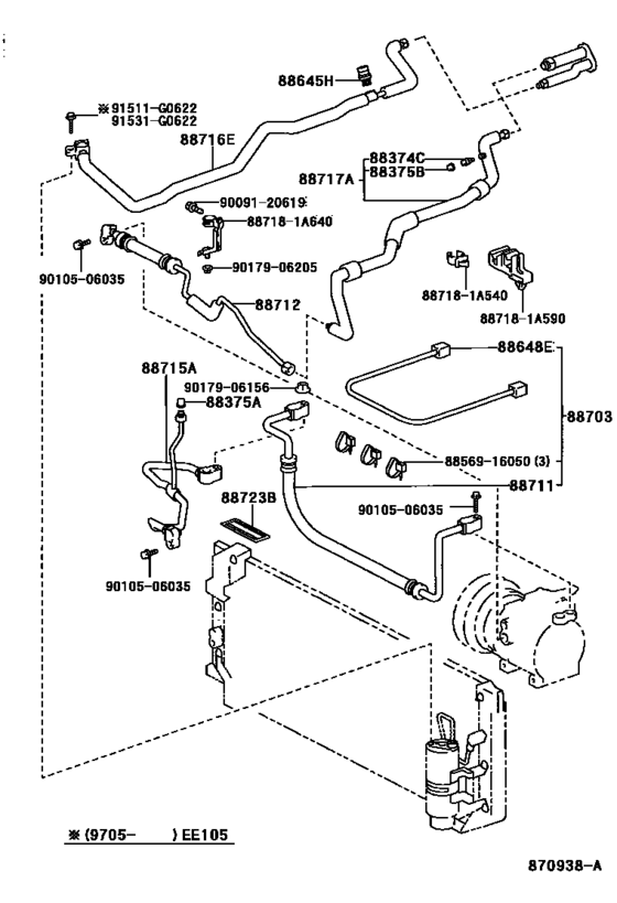 Heating & Air Conditioning - Cooler Piping for 1991 - 1997 Toyota ...