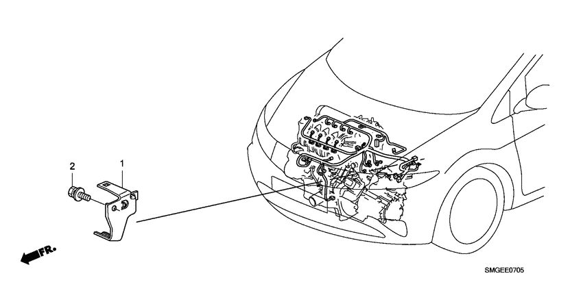 Engine wire harness stay