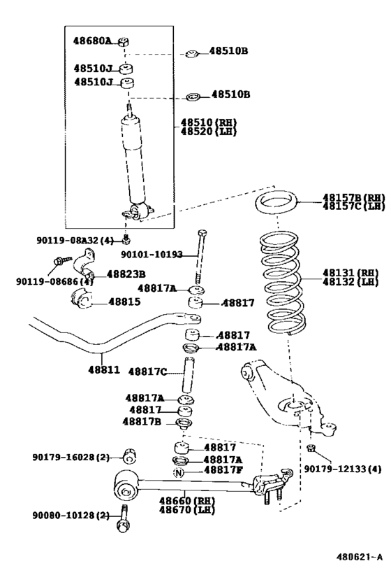 Front Spring & Shock Absorber for 1995 2000 Toyota VZN150 U.S.A. sales region