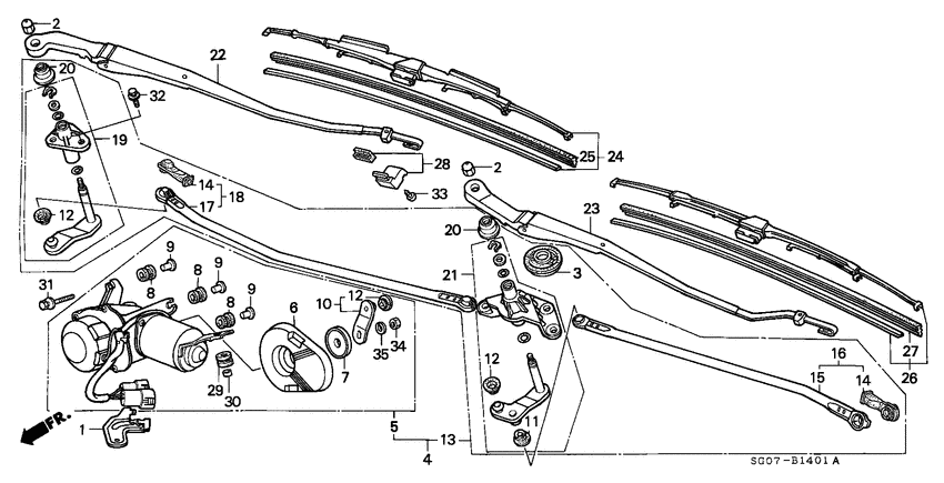 Front windshield wiper