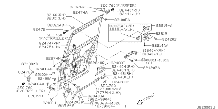 Rear door panel & fitting