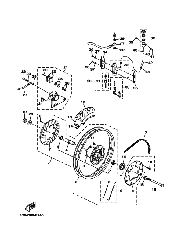 Rear wheel & brake system