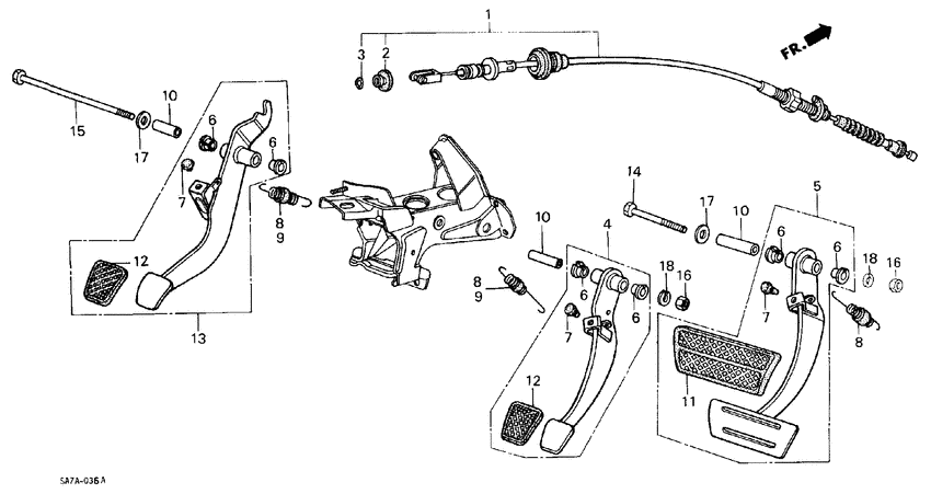 Brake pedal/clutch pedal