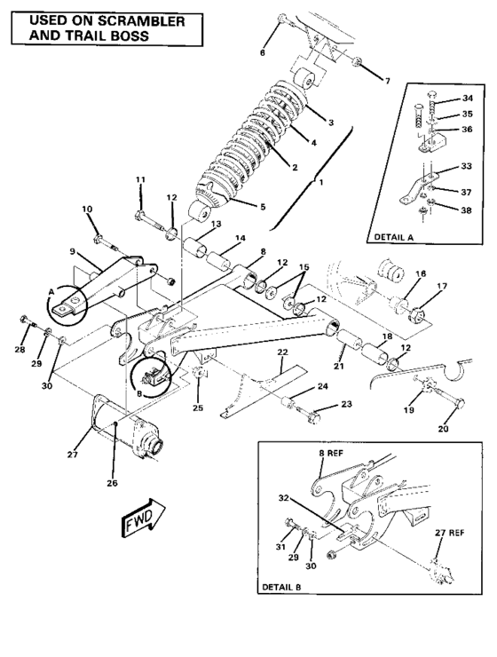 Swing arm weldment and rear shock assembly