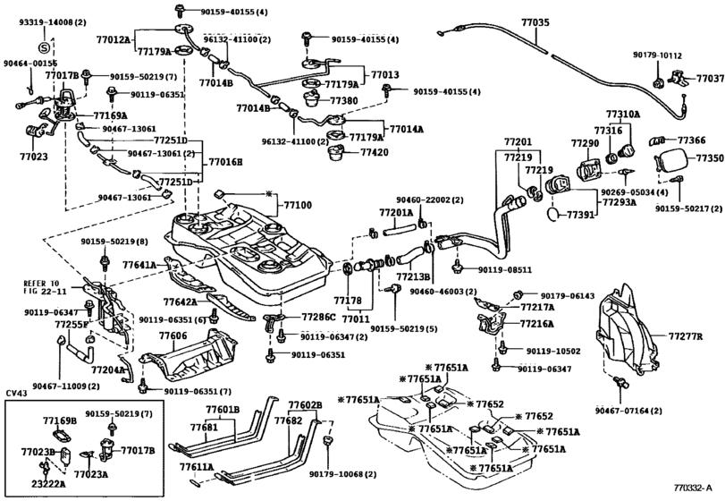 Как снять топливный шланг тойота Fuel Tank & Tube для Toyota CAMRY/ VISTA/ AURION SV43, год: 1994 - 1998. OEM зап