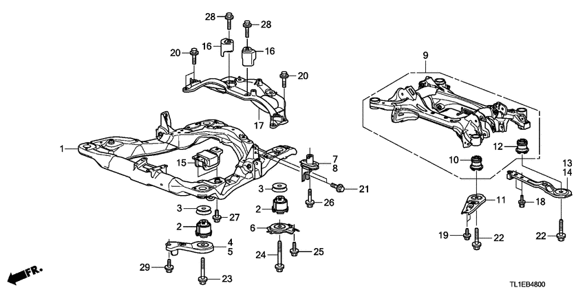 Front sub frame/rear beam