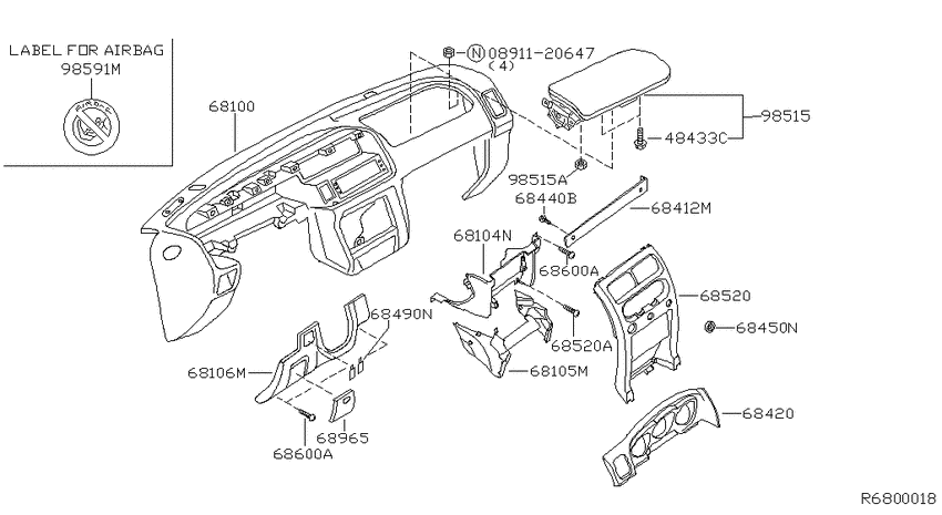 Instrument panel, pad & cluster lid