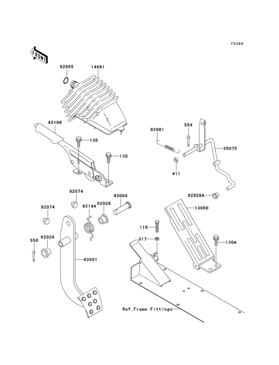 Brake pedal/throttle lever