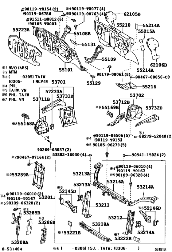 Front Fender Apron & Dash Panel