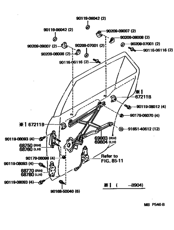 Rear Door Window Regulator & Hinge