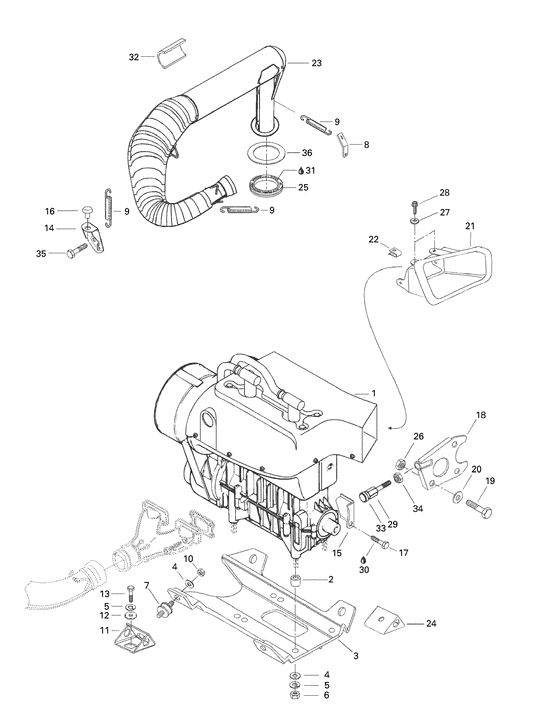 01- engine support and muffler
