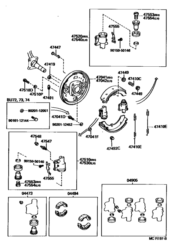 Front Drum Brake Wheel Cylinder & Backing Plate