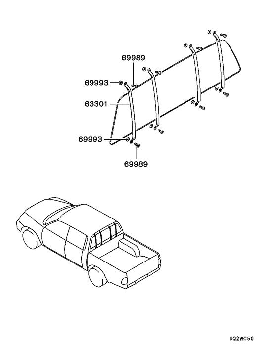 Rear window glass & moulding