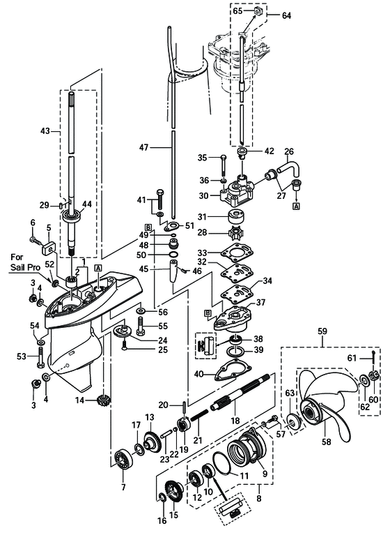 Gear case (drive shaft) - gear case (prop shaft) for 2011 Tohatsu MFS6C ...