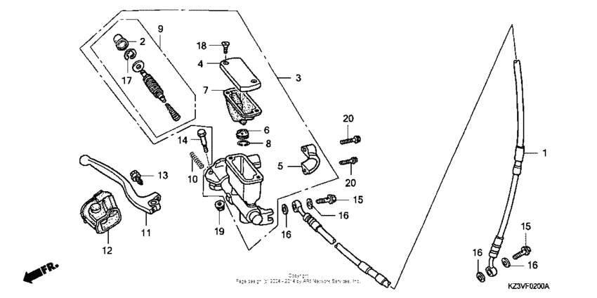 Front brake master cylinder
