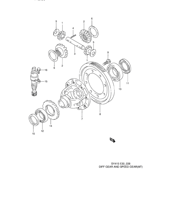 Diff gear and speed gear