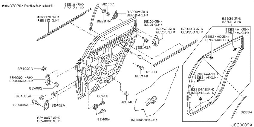 Rear door panel & fitting