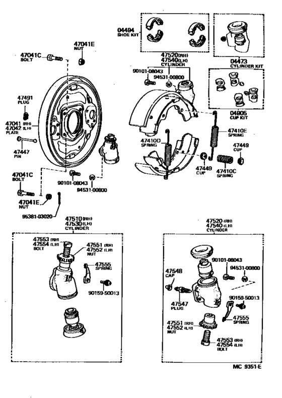 Front Drum Brake Wheel Cylinder & Backing Plate