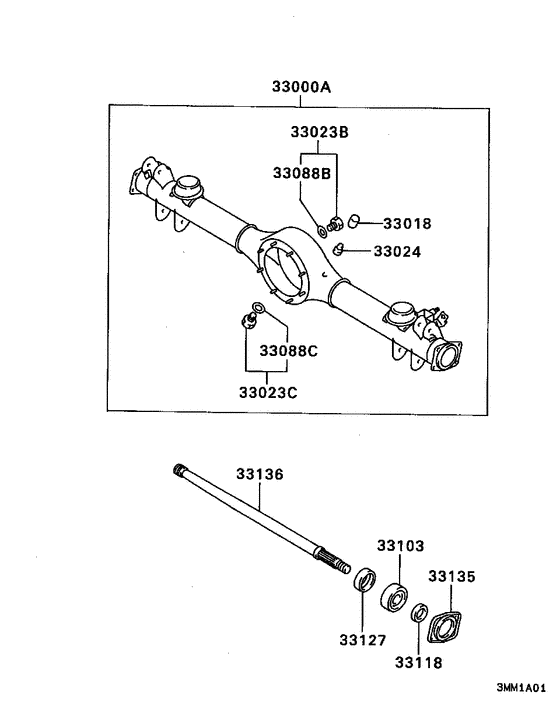 Rear axle housing & shaft
