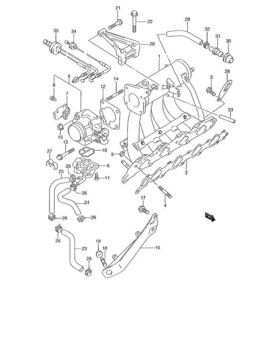 Intake manifold and throttle body